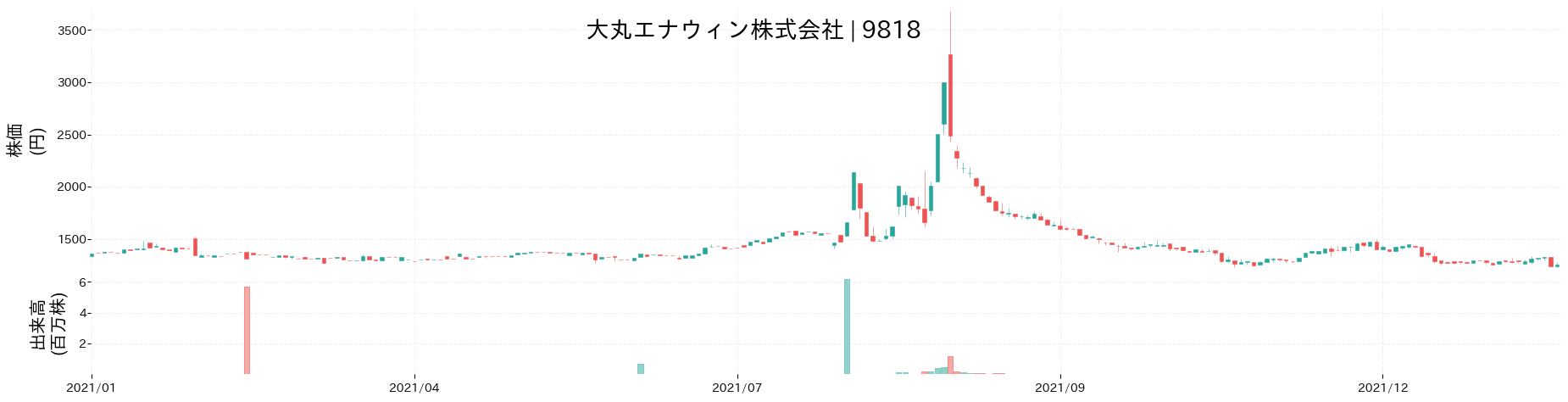 大丸エナウィンの株価推移(2021)